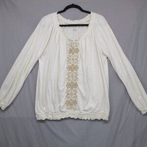 ST. Johns Bay 100% Cotton Embroidery White Women Size | XL